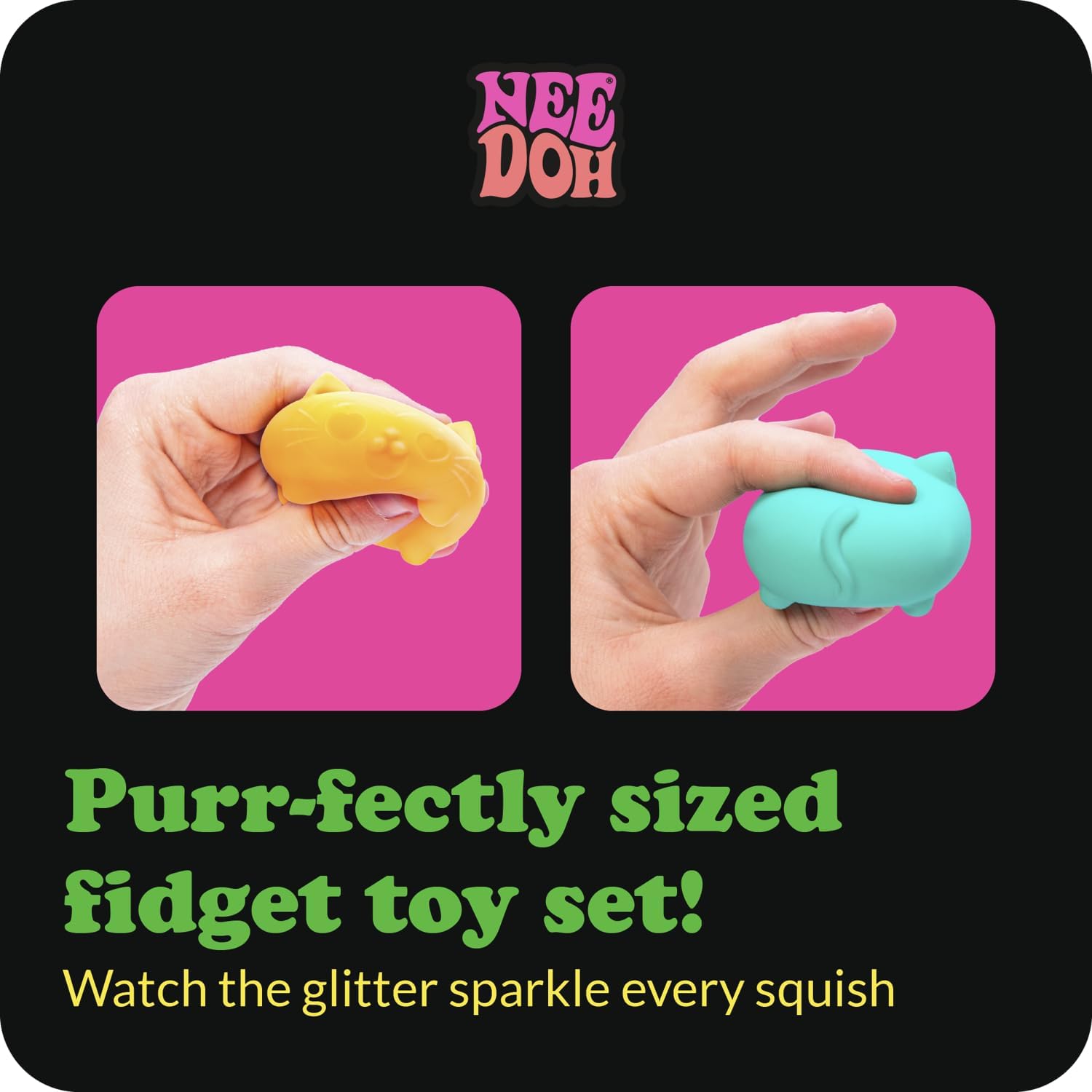 Schylling NeeDoh Teenie Cool Cat - Sensory Squeeze Toy - Contains 3 Mini Groovy Globs - 1.5 Wide - Color May Vary (Pack of 1) - Image 3