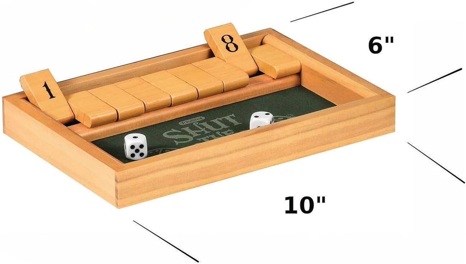 Schylling Shut the Box - Family Game of Strategy and Chance - Includes Collectible Wooden Game Box. Felt Bottom. Rounded Dice. and Detailed Instructions - Ages 6 and Up - Image 4