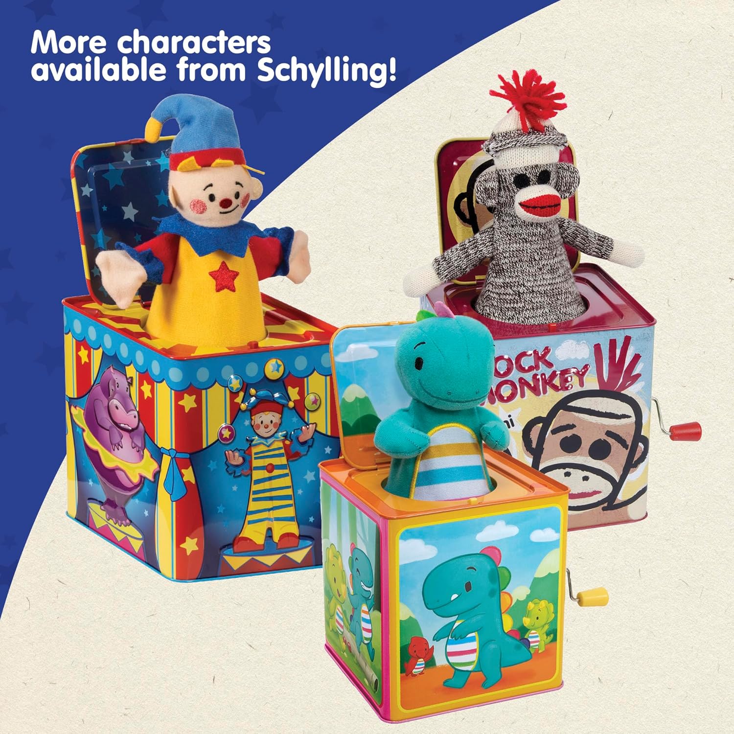 Schylling Polka Puppy Jack in the Box - Classic Children-s Musical Toy that Dances - Colorful Embossed Tin Box and Lovable Puppy Plush - Age 18 months and Up - Image 6
