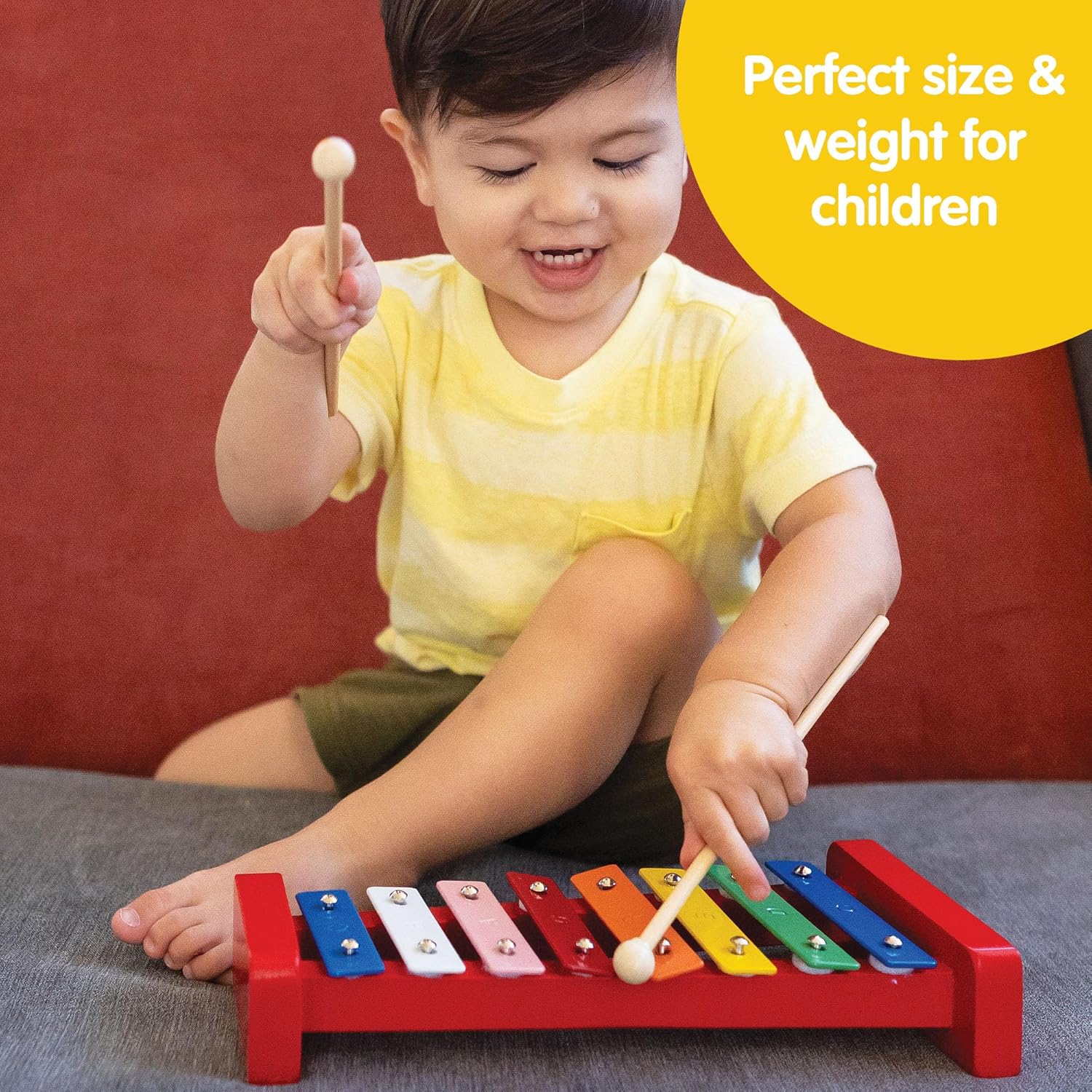 Schylling Wooden Xylophone - Colorful Kids Instrument - Includes Wooden Mallets and Embossed Metal Keys - Ages 3 and Up - Image 4